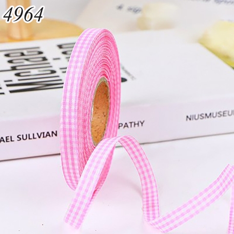 Cuộn 40m Ruybang lụa kẻ caro màu hồng khổ 1cm