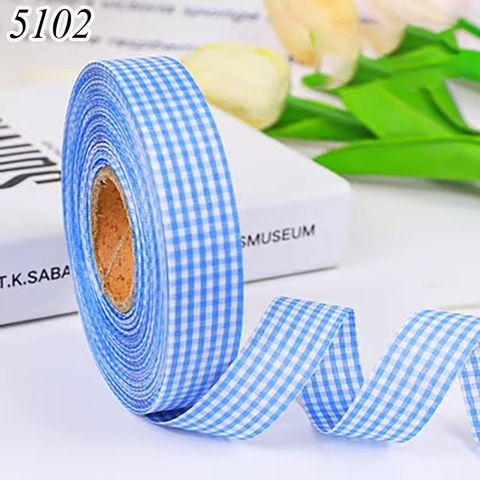 Cuộn 40m Ruybang lụa kẻ caro màu xanh dương khổ 2cm