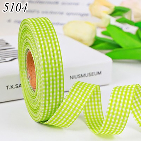 Cuộn 40m Ruybang lụa kẻ caro màu xanh lá khổ 2cm