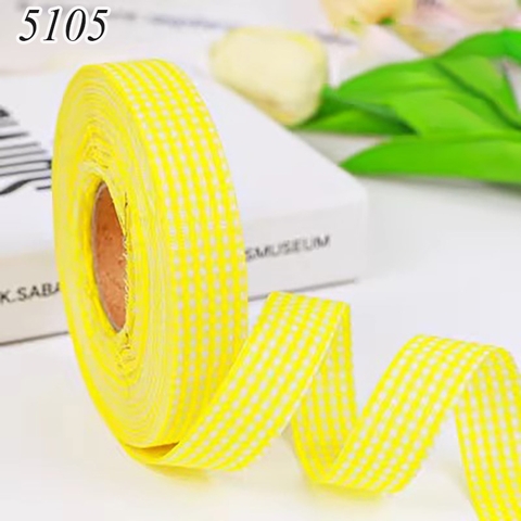 Cuộn 40m Ruybang lụa kẻ caro vàng khổ 2cm