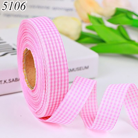 Cuộn 40m Ruybang lụa kẻ caro màu hồng khổ 2cm