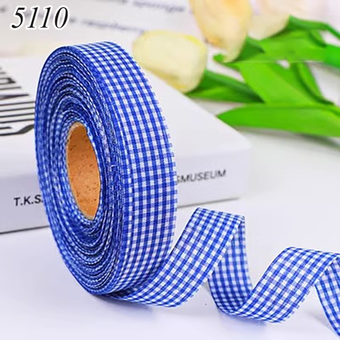 Cuộn 40m Ruybang lụa kẻ caro màu xanh dương đậm khổ 2cm