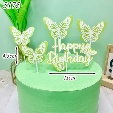 SCG-set cắm happy birthday bướm xanh lá HD