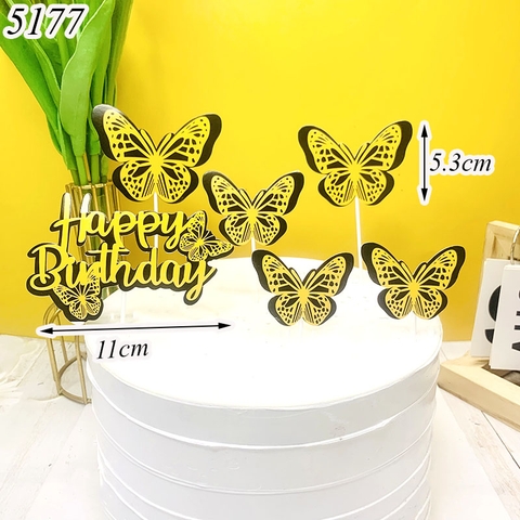 SCG-set cắm happy birthday bướm vàng HD