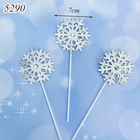 QC-3 Que cắm bông tuyết bạc đính đá size to cao 18cm ngang 7cm TQ