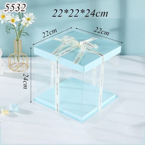 Hộp Meka Trong 3 Chi Tiết Có Nắp Xanh Dương 22*22*24cm