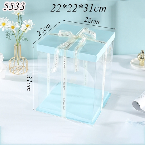 Hộp Meka Trong 3 Chi Tiết Có Nắp Xanh Dương 22*22*31cm