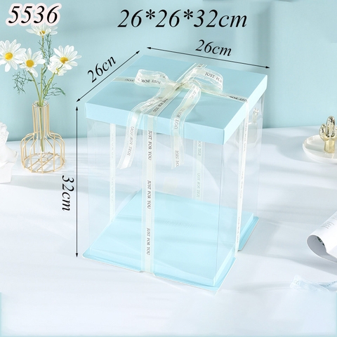 Hộp Meka Trong 3 Chi Tiết Có Nắp Xanh Dương 26*26*32cm