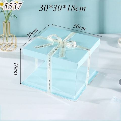 Hộp Meka Trong 3 Chi Tiết Có Nắp Xanh Dương 30*30*18cm