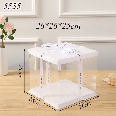 Hộp Meka Trong 3 Chi Tiết Có Nắp Trắng 26*26*25cm