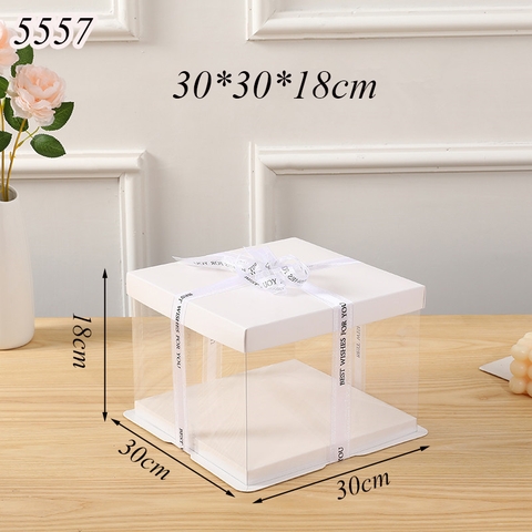 Hộp Meka Trong 3 Chi Tiết Có Nắp Trắng 30*30*18cm