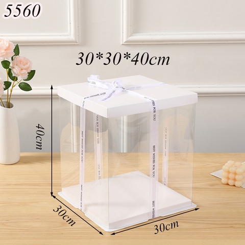Hộp Meka Trong 3 Chi Tiết Có Nắp Trắng 30*30*40cm