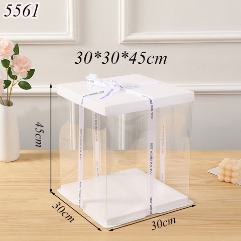 Hộp Meka Trong 3 Chi Tiết Có Nắp Trắng 30*30*45cm