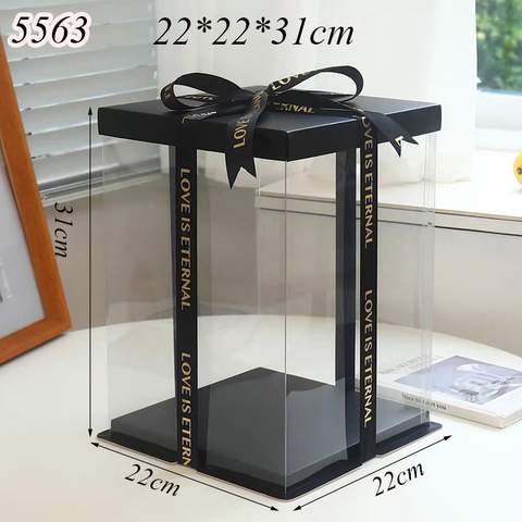 Hộp Meka Trong 3 Chi Tiết Có Nắp Đen 22*22*31cm