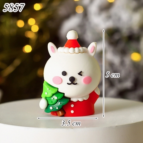 SLC-Silicon noel nhựa đặc thỏ mũ đỏ