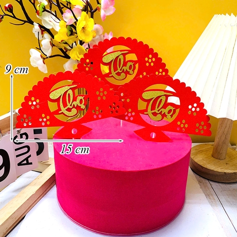 SCG-Set cắm 3 quạt đỏ chữ thọ HD.