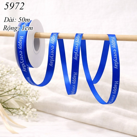 Cuộn 50m Ruy băng HAPPY EVERYDAY xanh dương khổ 1cm
