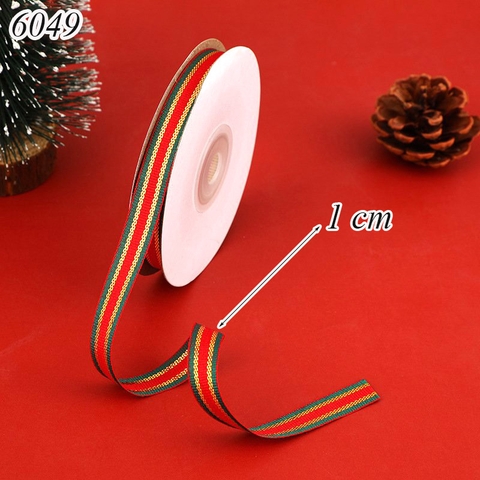 Cuộn 17m Ruy băng Noel họa tiết xanh đỏ khổ 1cm TQ
