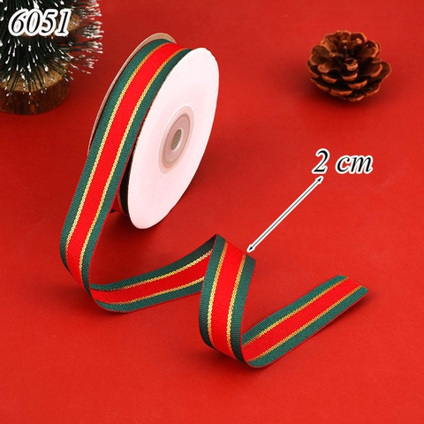 Cuộn 17m Ruy băng Noel họa tiết xanh đỏ khổ 2cm TQ