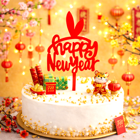MK - 10 meka Tết Happy New Year Đỏ M2