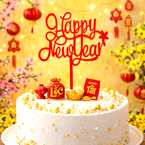 MK - 10 meka Tết Happy New Year Đỏ M5