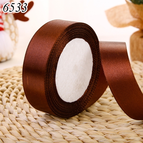 22m RUYBANG lụa trơn Nâu khổ 2cm