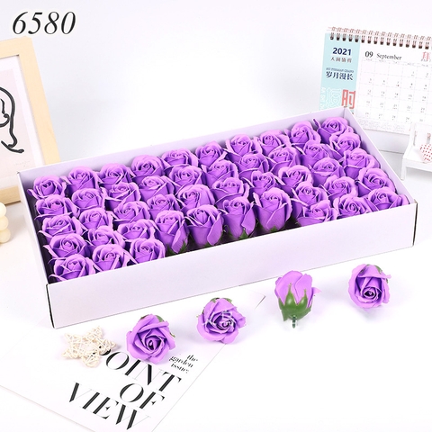 Hộp 50 Hoa hồng sáp Tím TT