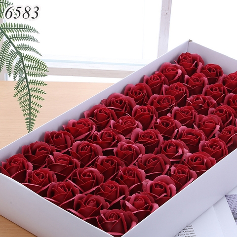 Hộp 50 hoa hồng sáp Đỏ Đậm TT