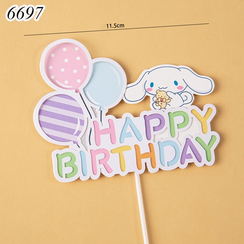 SCG - Set 5 thẻ chó trắng cinnamoroll HPBD chùm bóng 2 lớp M1 TQ.