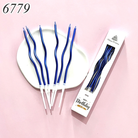 Vỉ nến xoắn nhũ Xanh Dương dài TP