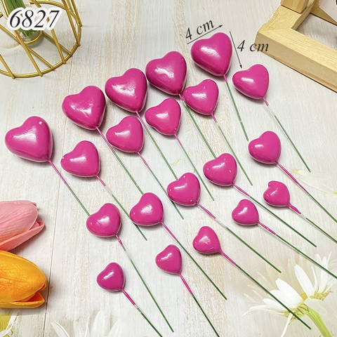 Gói 20 bi xốp tim Hồng Đậm