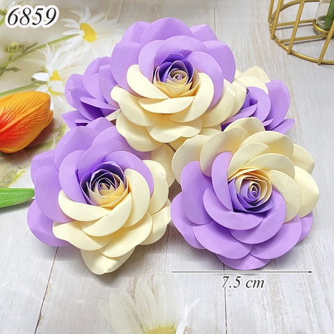 1 Bông hoa hồng giấy màu Tím Trắng Sữa