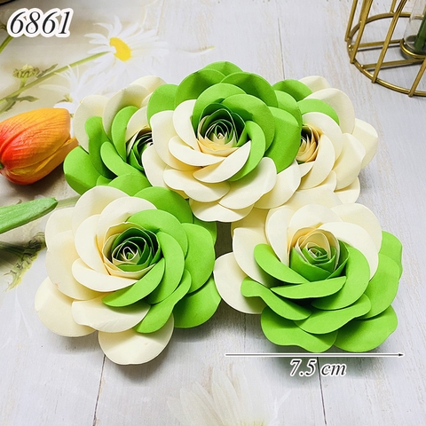 1 Bông hoa hồng giấy màu Xanh Lá Trắng Sữa