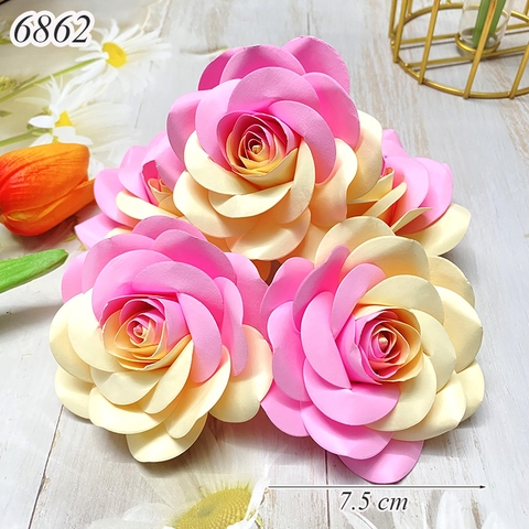 1 Bông hoa hồng giấy màu Hồng Trắng Sữa
