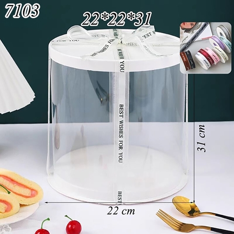 Hộp tròn nắp trắng + 3m Ruybang Size 22*22*31