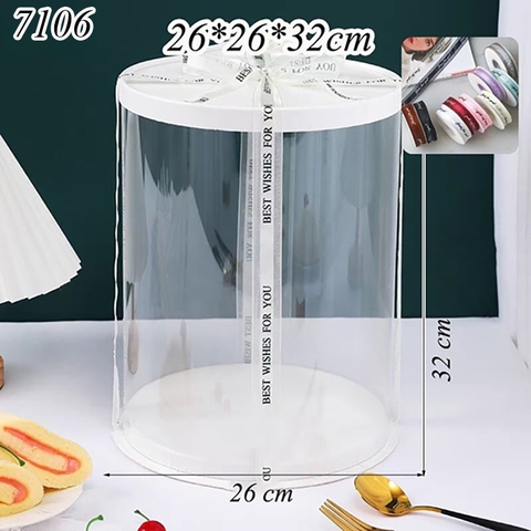 Hộp tròn nắp trắng + 3m Ruybang Size 26*26*32