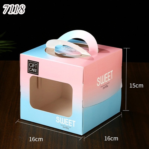 Hộp giấy SWEET xanh hồng+đế size 16*16*15