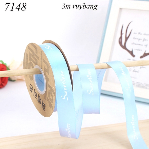 Lẻ 3m Ruybang sweet love xanh dương nhạt khổ 2.5cm
