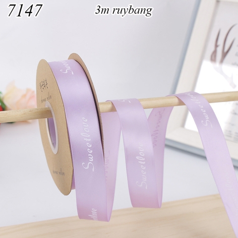Lẻ 3m Ruybang sweet love tím nhạt khổ 2.5cm