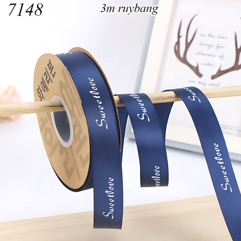 Lẻ 3m Ruybang sweet love xanh đậm khổ 2.5cm