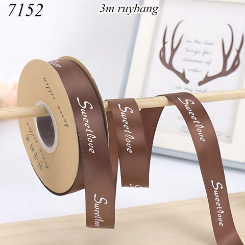 Lẻ 3m Ruybang sweet love nâu khổ 2.5cm