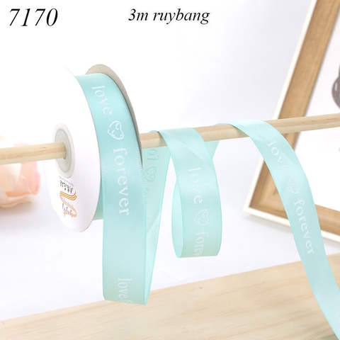 Lẻ 3m Ruybang love forever xanh lá nhạt 2.5cm