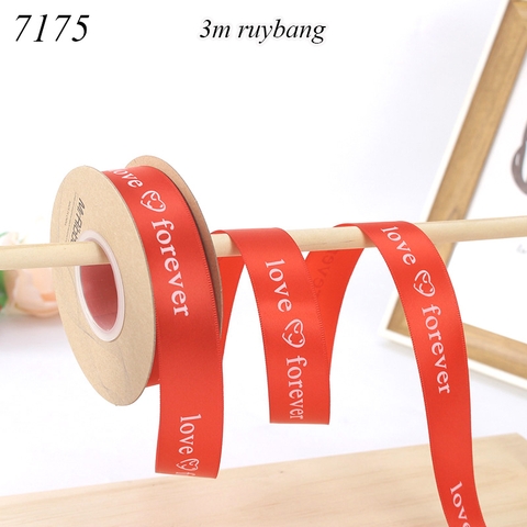 Lẻ 3m Ruybang love forever đỏ tươi 2.5cm