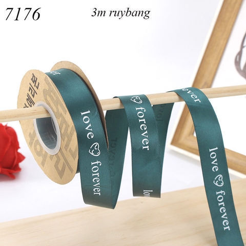 Lẻ 3m Ruybang love forever xanh lá đậm 2.5cm