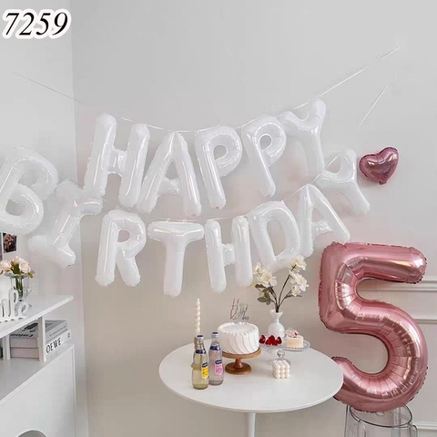 Bóng chữ happy birthday trắng