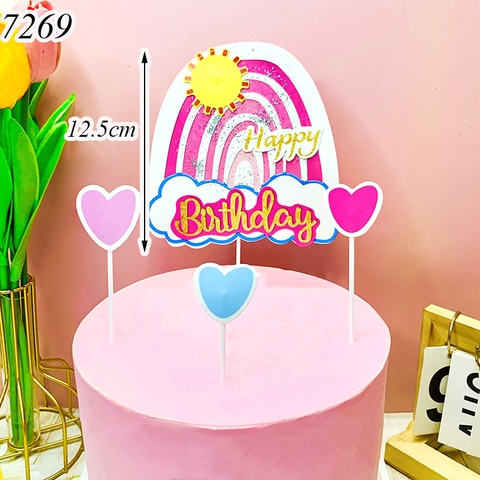 SCG-Set Cắm Tim Cầu Vồng 2 Lớp Hồng Nhũ MT