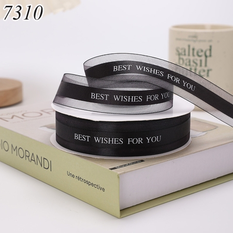 Cuộn 36m Ruybang ren Best Wishes For You Đen 2.5cm