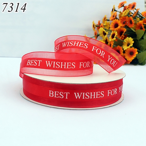 Cuộn 36m Ruybang ren Best Wishes For You Đỏ Tươi 2.5cm