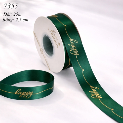 Cuộn 25m Ruybang Happy Xanh Lá Đậm 2.5cm