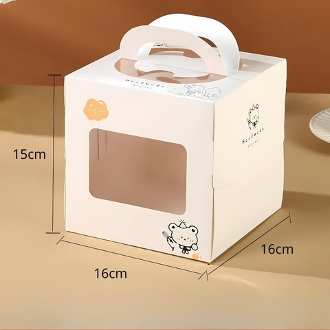 Hộp Giấy Gấu Kèm đầu bếp Trắng Đế 16*16*15 TT